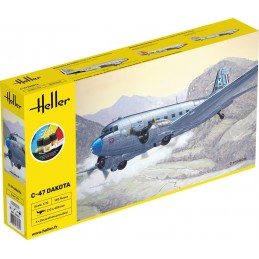 Avion C-47 Dakota 1/72 Heller + colle et peintures Heller HEL-35372 - 1