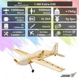 Extra 330 1000mm X01 Kit balsa DW Hobby DW Hobby - Dancing Wings Hobby X0101 - 9
