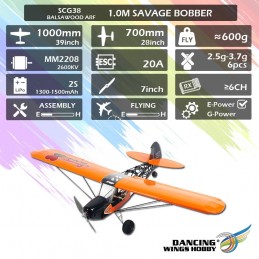 Savage Bobber 1000m SCG38 Kit ARF PNP balsa DW Hobby DW Hobby - Dancing Wings Hobby SCG3804 - 12