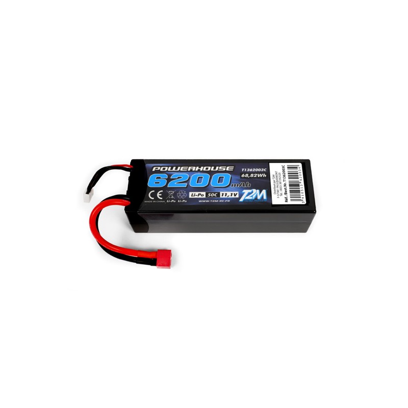 Li-Po 3S 11.1V 6200mAh 50C coqué (Dean) T2M T2M T1362003C - 1