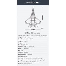 Jet EDF F-22 Raptor Bi-Turbine 40mm env. 702mm PNP XFly  XF117P - 2