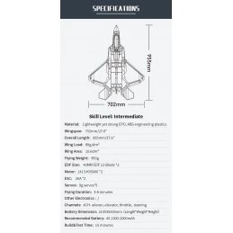 Jet EDF F-22 Raptor Twin Turbine 40mm Approx. 702mm PNP XFly  XF117P - 2