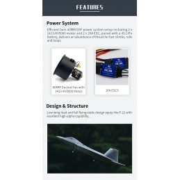 Jet EDF F-22 Raptor Twin Turbine 40mm Approx. 702mm PNP XFly  XF117P - 3