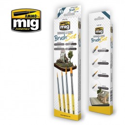 Set of 4 brushes for Ammo Dioramas and Scenes AMMO - MIG Jimenez A.MIG-7601 - 1