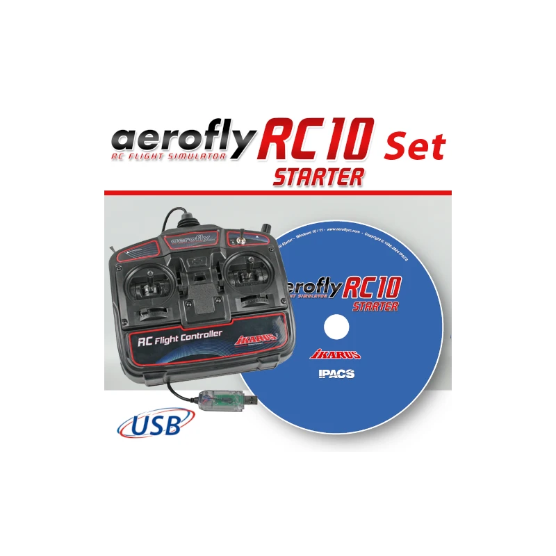 Simulateur Aerofly RC10 Starter + Télécommande USB Ikarus Ikarus IK3092051 - 1 Simulateur Aerofly RC10 Starter + Télécommande USB Ikarus Ikarus IK3092051 - 1