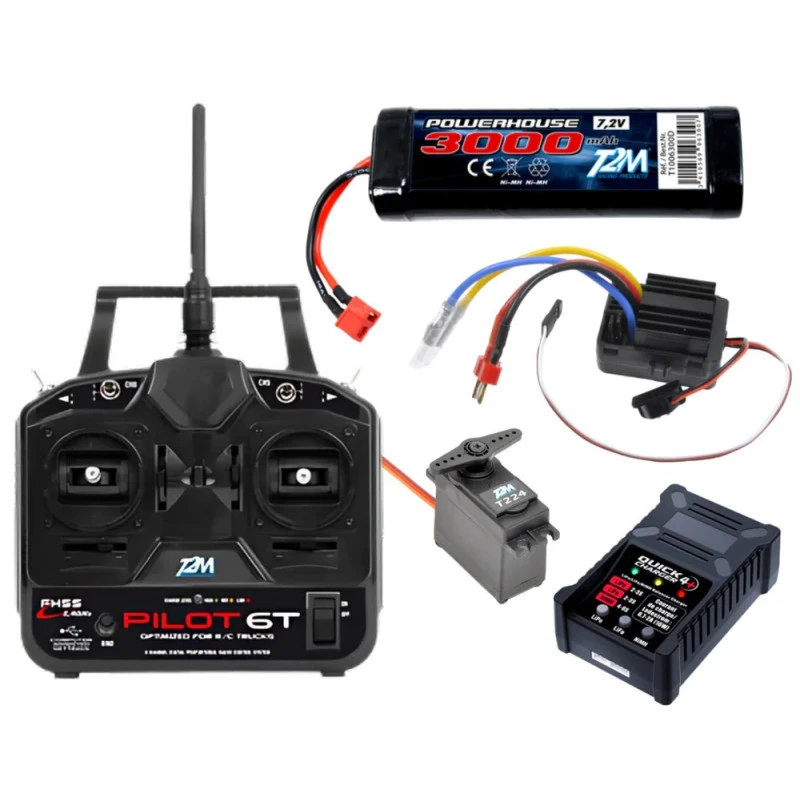 Radio Pilot 6T Standard Truck Pack + Inverter + Charger + Nimh Battery + T2M Servo T2M T3425C - 1