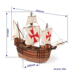 Santa Maria boat 1/50 Ochre wood construction kit OcCre 12010 - 8
