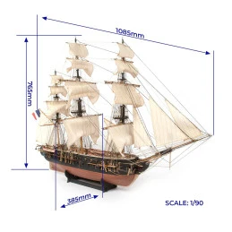 Belle Poule boat 1/90 Ochre wood construction kit OcCre 15007 - 2