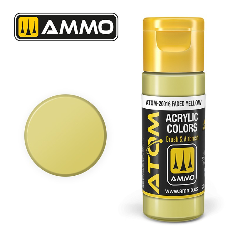 Peinture acrylique Jaune délavé 20ml ATOM AMMO