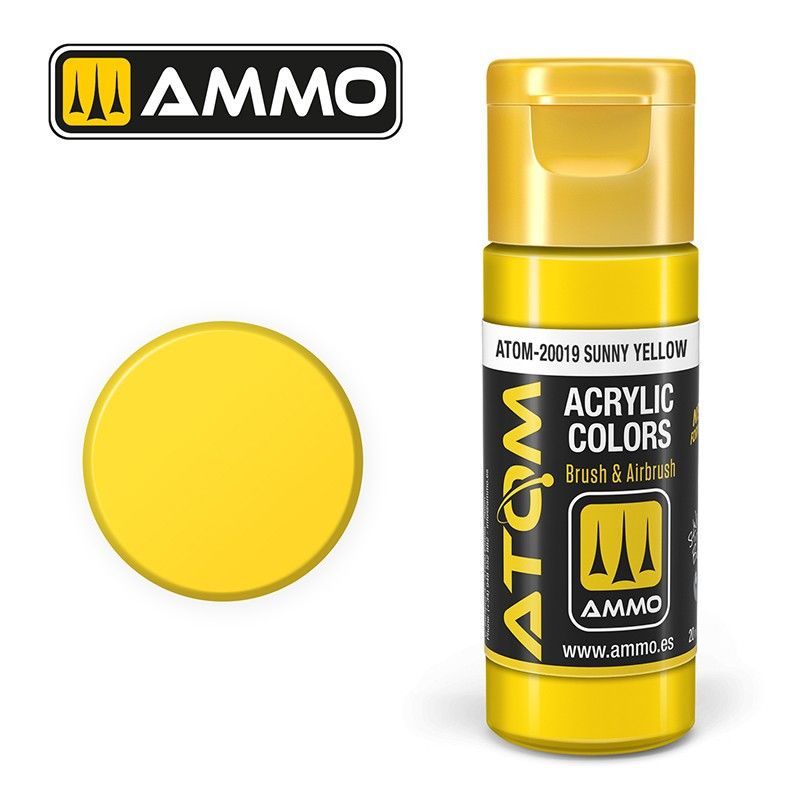 Peinture acrylique Jaune ensoleillé 20ml ATOM AMMO