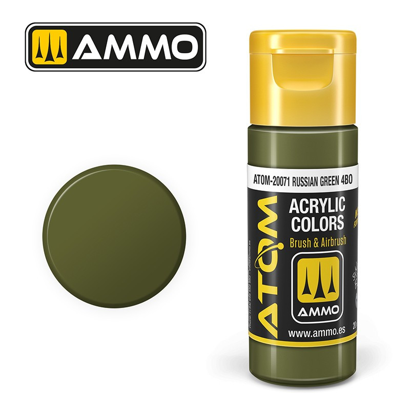 Peinture acrylique Vert russe 4BO 20ml ATOM AMMO
