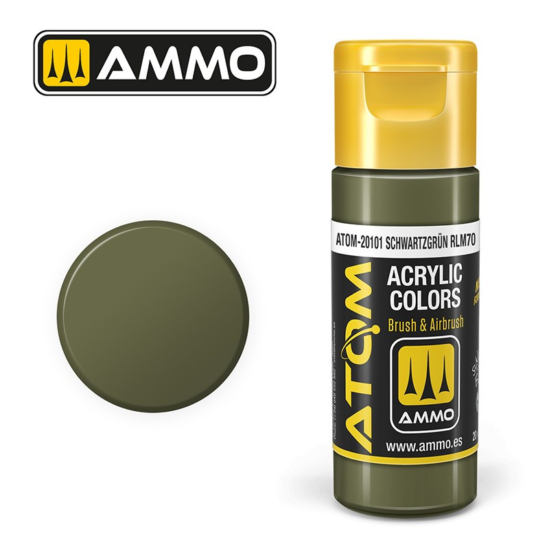 Peinture acrylique Schwarzgrün RLM70 20ml ATOM AMMO