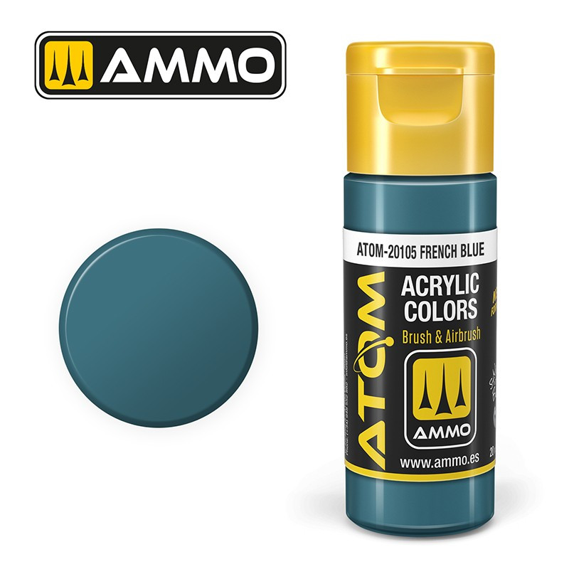 Peinture acrylique Bleu français 20ml ATOM AMMO