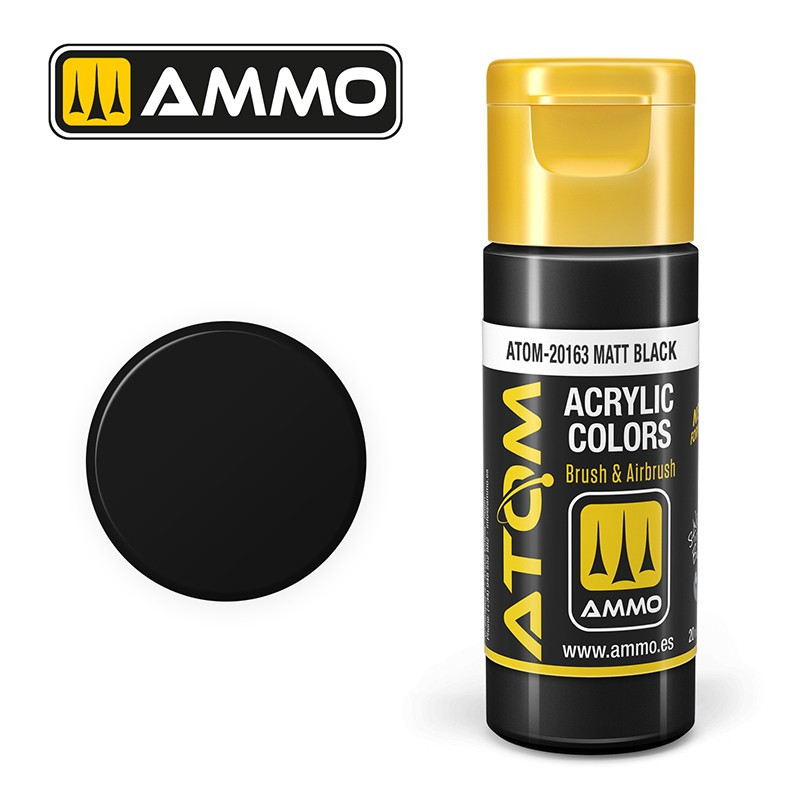Peinture acrylique Noir mat 20ml ATOM AMMO