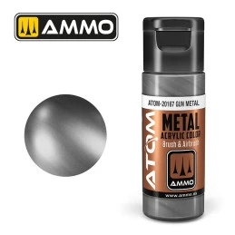 Gun Metal Acrylic Paint 20ml ATOM METALLIC AMMO