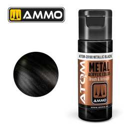 Black Acrylic Paint 20ml ATOM METALLIC AMMO
