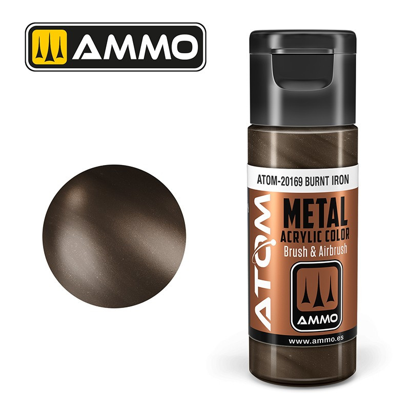 Acrylic Paint Burnt Iron 20ml ATOM METALLIC AMMO