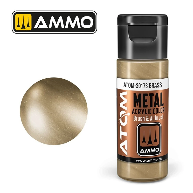 Brass Acrylic Paint 20ml ATOM METALLIC AMMO