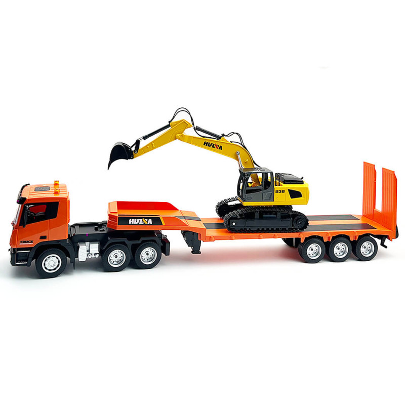 Camion porte char avec pelleteuse sur chenilles RC 1/24 2.4Ghz - HuiNa HuiNa Toys CY1319 - 1