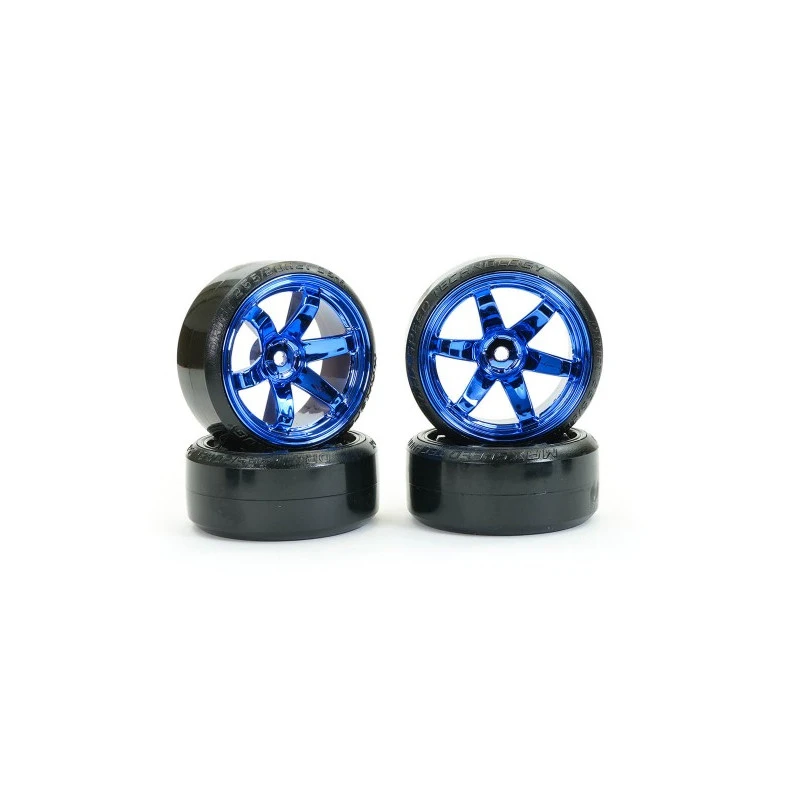 Blue chrome drift wheels 6 spokes 26mm 1/10 (4) Fastrax Fastrax FAST0086BLC - 1