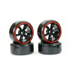 Roues drift noir et rouge 6 rayons 26mm 1/10 (4) Fastrax Fastrax FAST0086BKR - 1