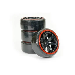 Black and red drift wheels 6 spokes 26mm 1/10 (4) Fastrax Fastrax FAST0086BKR - 3