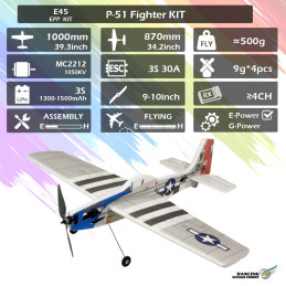 P-51 Mustang 3D Sport 1000mm E45 PNP Kit DW Hobby DW Hobby - Dancing Wings Hobby E4504 - 7