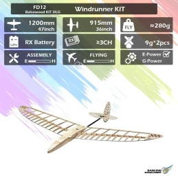 copy of DLG Windrunner Glider 1.20m FDCG12 Kit ARF balsa DW Hobby DW Hobby - Dancing Wings Hobby FD1200 - 2