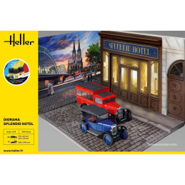 Splendid Hotel diorama kit with 2 Heller 1/24 cars + glue and paints Heller HEL-52330 - 2