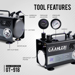 Dual Drive GT-918 Series Airbrush Air Compressor Gaahleri Gaahleri 42878 - 8