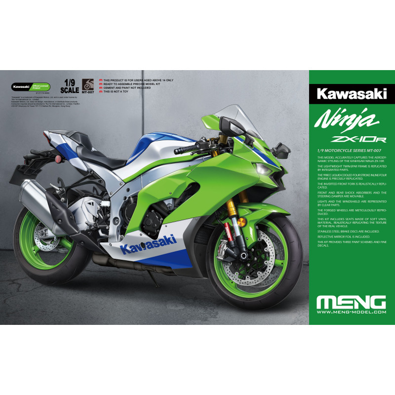Kawasaki ZX-10R 1/9 Meng Motorcycle Hasegawa MT-007 - 1