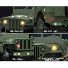 Military Jeep Willys 4WD with Lights 1/10 RTR E-Zee RC  EZ-G2068 - 6