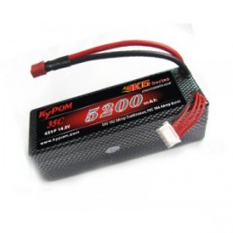 Li-Po 5200mAh 35C 4S 14.8V coqué (Dean) Kypom Kypom Batteries KTCAR5200/35-4S - 1